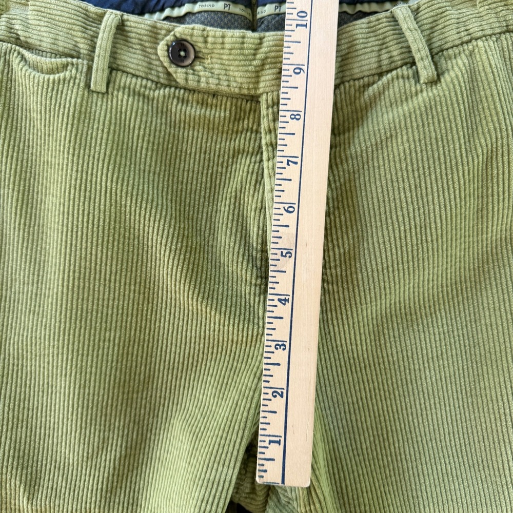 PT Torino Corduroy Pants Mens 52 36x30 Lime Green Slim Fit Stretch Cuffed Italy - Picture 11 of 12